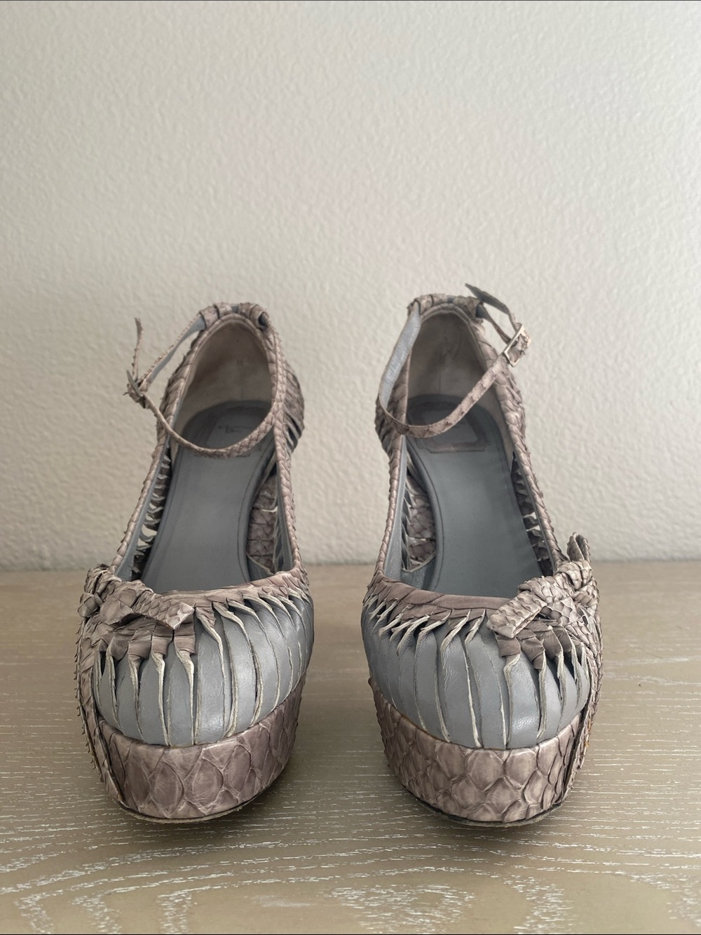 Dior Braided Platform Pumps in Taupe Gray
